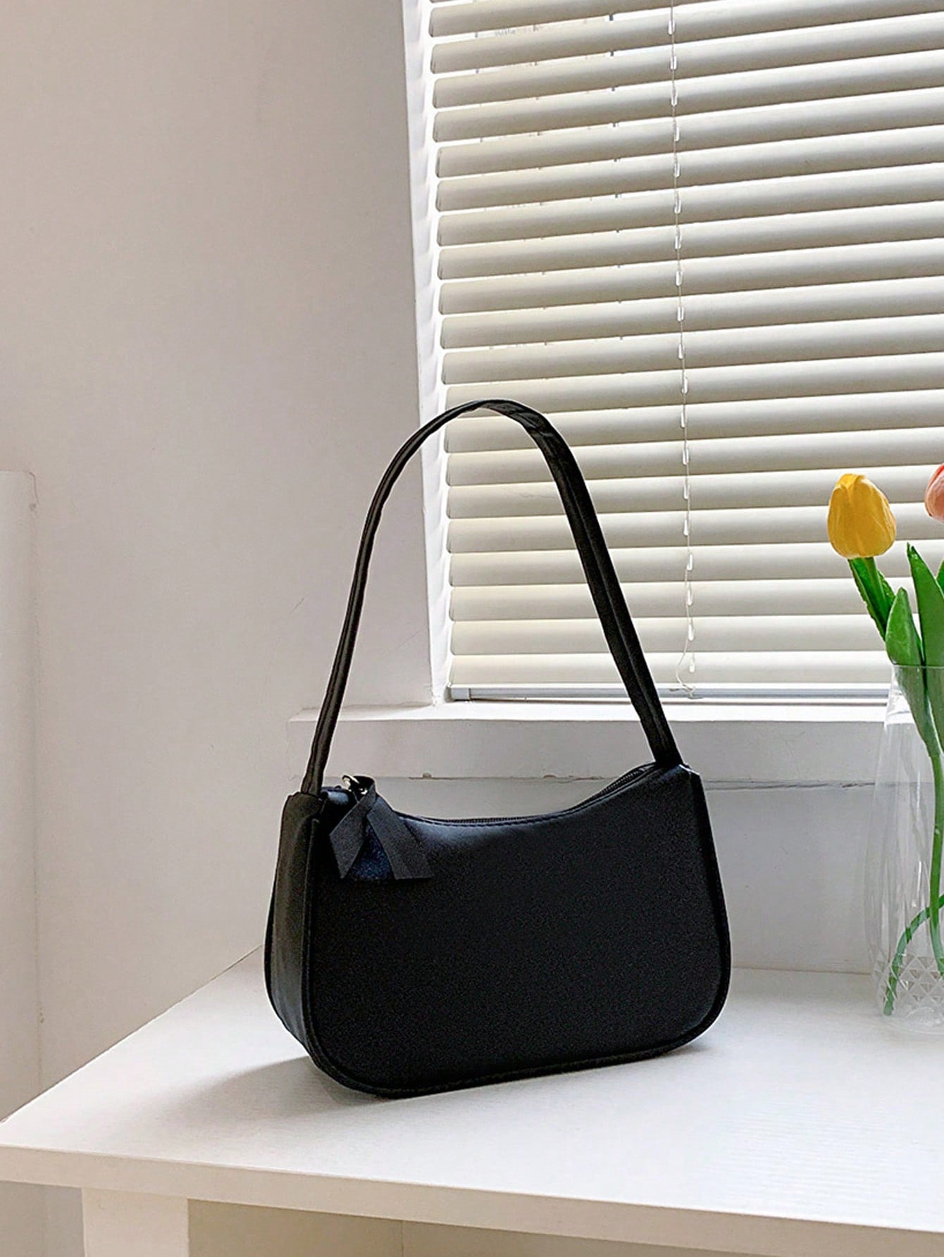 Solid Color Mini Underarm Shoulder Bag, PU Leather Small Bag, Simple Casual Versatile Handbag, Large Capacity Zipper French Baguette Bag, Suitable for Outing, Date, Shopping, Coin Purse, Phone Bag