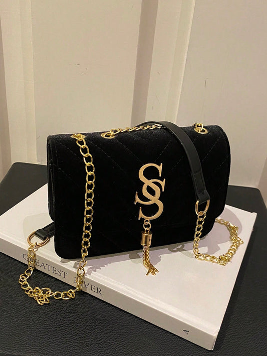 Women'S Fashion Solid Color PU Leather Quilted Shoulder Bag, Versatile Flap Banquet Evening Chain Crossbody Bag, New Casual Square Vacation Travel Mobile Phone Coin Purse, Daily Commuting Messenger Bags for White Collar and Student