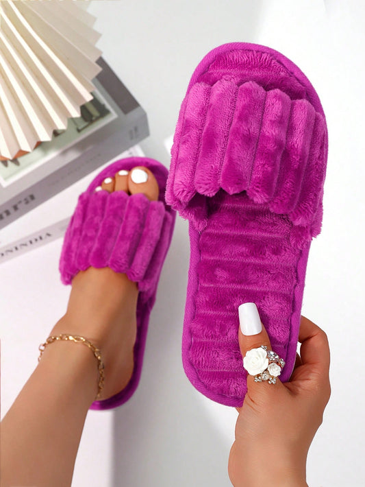 Women'S Fashion White Plush Fluffy Slippers, Bridesmaid Slippers, Winter Indoor Floor Lightweight Home Slippers